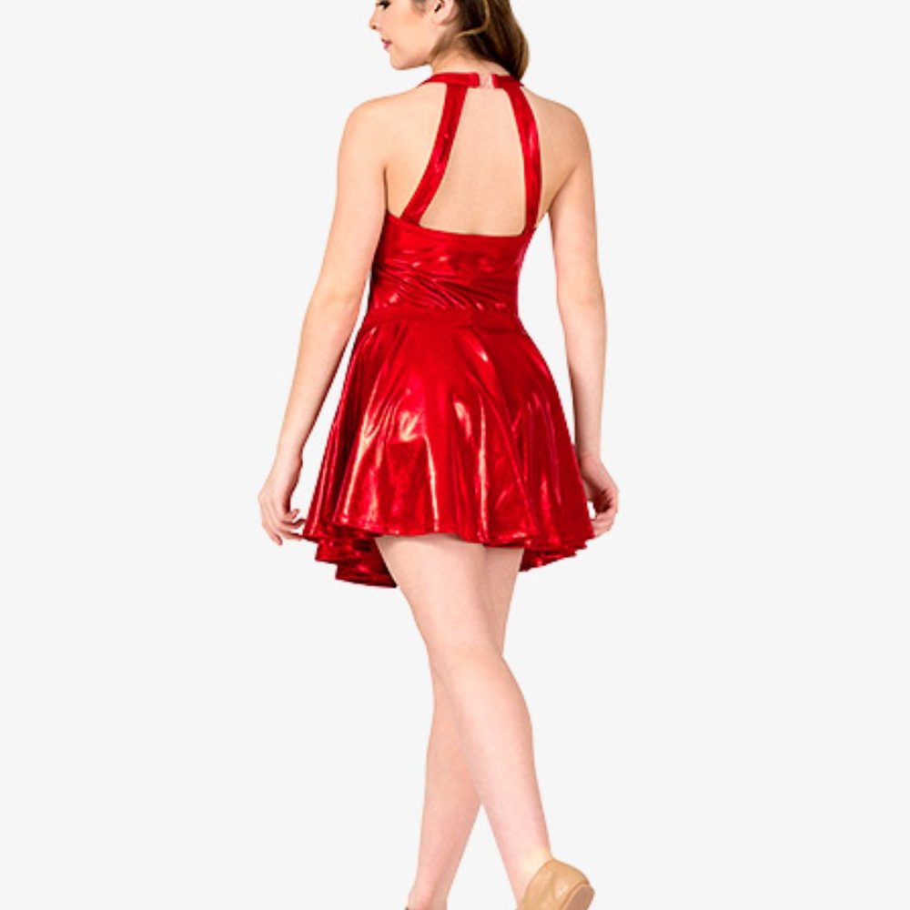 Metallic red circle dance skirt